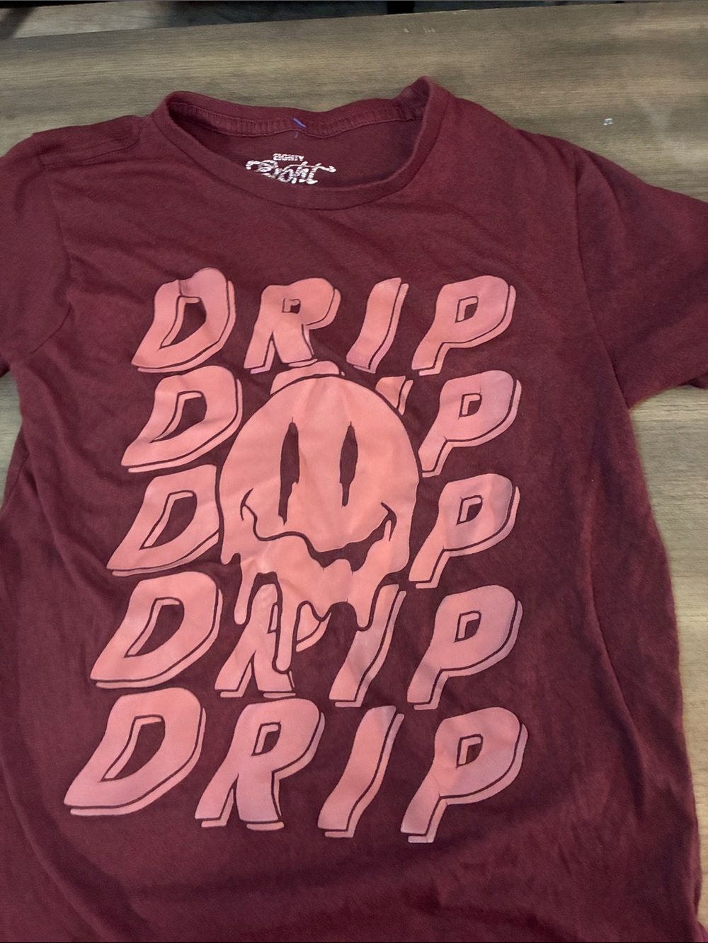 Eighty Eight Maroon Tee with Pink Drip Skull Graphic